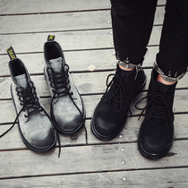 2021 winter new leather Martin boots mens Korean version of the trend casual high-top boots British style tooling tide boots