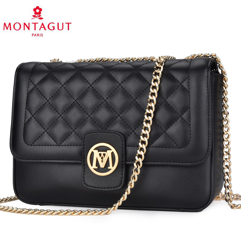 Montagut chain bag women's 2020 new fashion leather diagonal bag leather rhombus one-shoulder small square bag women's tide