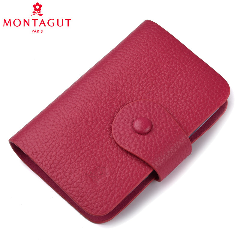 Montagut card package head layer cowhide European and American bank card holder business card holder card bag unisex trendy vertical large capacity