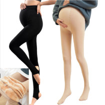 Pregnant womens autumn wear leggings are thickened do not fall off support the abdomen adjust thin velvet dragon fleece pantyhose bare legs artifact