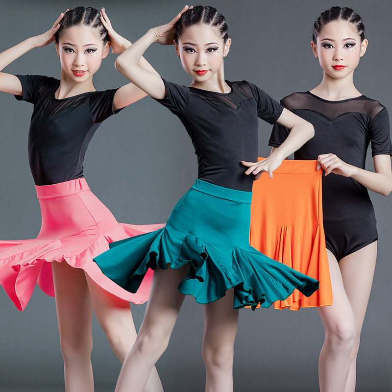 Children's Latin dance clothes women's summer clothes new Latin practice clothes competition performance clothes children's Latin dance skirt practice clothes