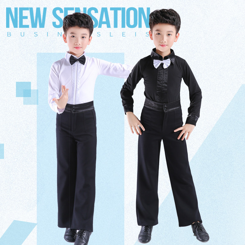 Boys' Latin dance clothing boys autumn and winter long-sleeved Latin practice clothes children's grading competition regulations performance clothes new