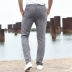 Han Xuchun mùa xuân và mùa hè dệt sọc kẻ sọc quần âu nam thẳng quần dài cotton cotton thoáng khí quần nam - Crop Jeans quần sịp Crop Jeans