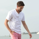 汉絮 Свежая белая летняя рубашка для отдыха, короткий рукав, облегающий крой