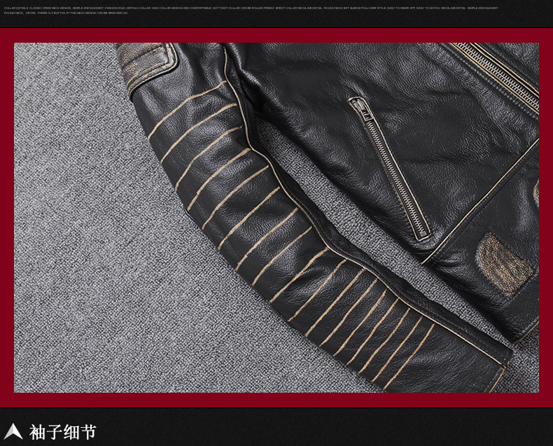 HUALEI Hua Lei leather leather nam ngắn Slim Ami 咔叽 áo khoác da bò màu vàng lớp đầu tiên - Quần áo lông thú áo khoác cặp