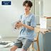 Mens bông pajamaround có cổ mùa hè mỏng quần short trẻ phù hợp với nhà ngắn tay có thể được đeo trong mùa hè. 