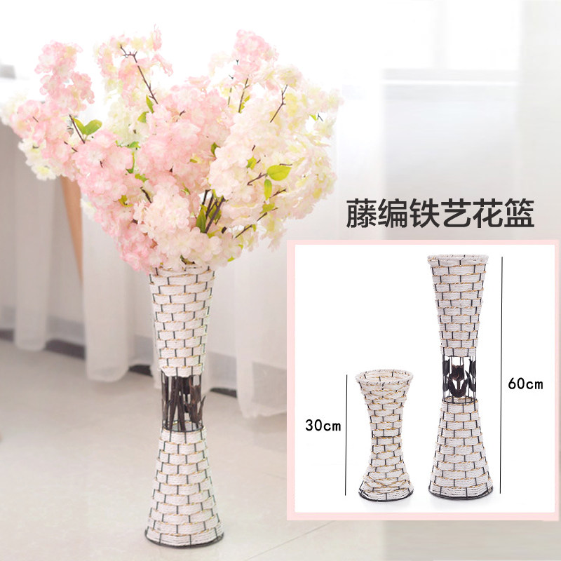 Creative weaving willow weaving straw big flower pot rattan basket flower arrangement flower basket pure hand-woven waist waist small flower pot