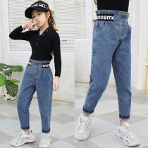 Girls  jeans outer wear spring and autumn 2020 new Korean version of ten-year-old girls 8 trousers 9 childrens autumn casual pants