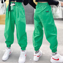 Girls  overalls spring and autumn thin Western style outer wear trousers middle and large childrens Korean version of hip-hop childrens loose leg pants trend