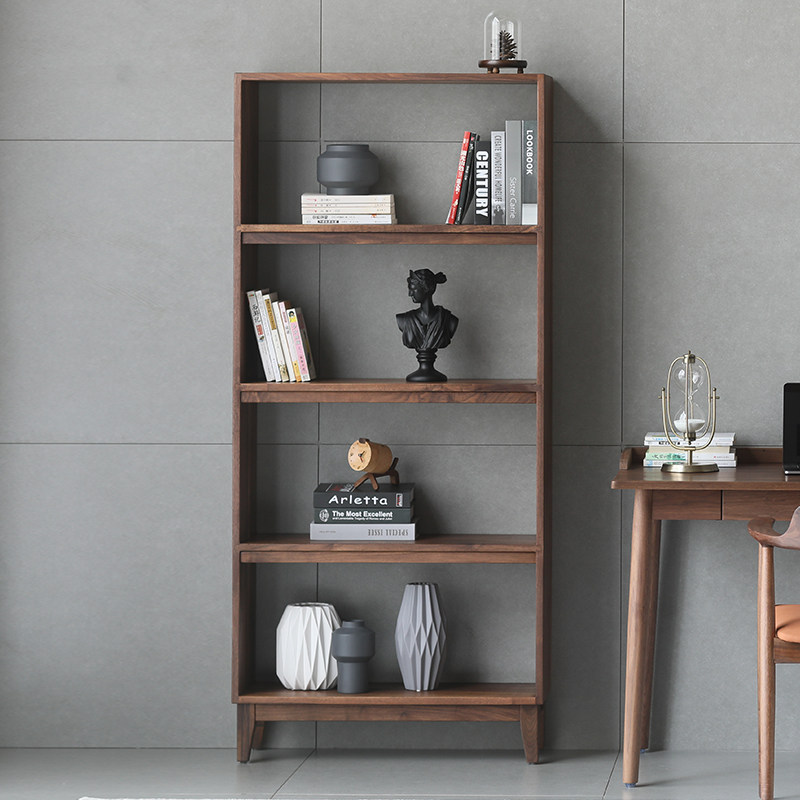 North American FAS Black Walnut Bookshelf Nordic All-solid wood shelf study furniture simple lattice landing bookcase