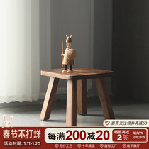 Nordic small square stool black walnut childrens board stool modern minimalist living room fashion small bench for shoes low stool