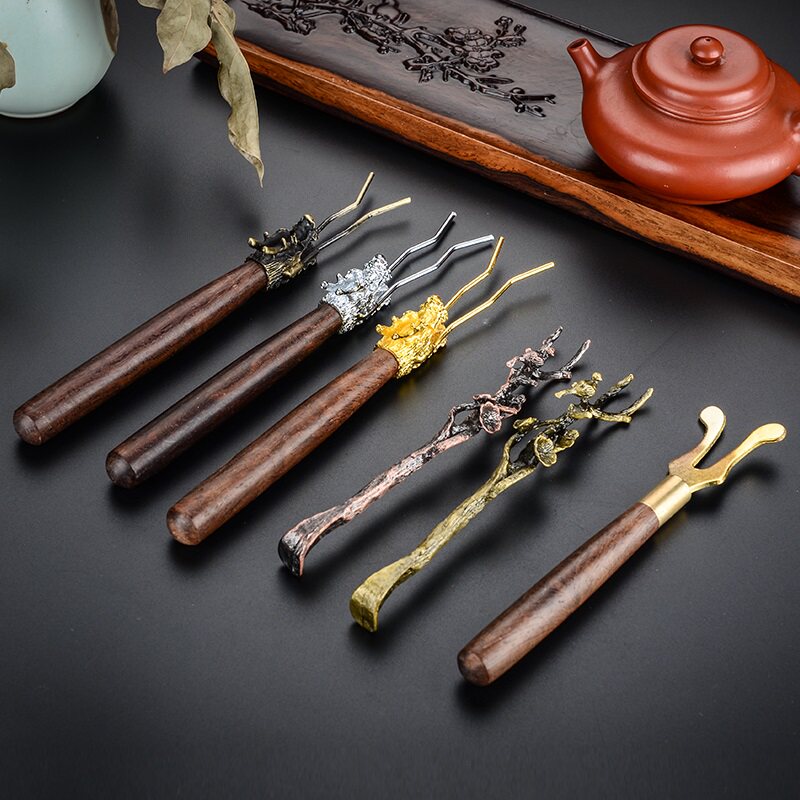 Pot Fork Tea Set Iron Pot Accessories Pot Lid Clip Handmade Bronze Pot Clip Tea Track Zero Matching Branches Happy Magpie Pot Lid Fork
