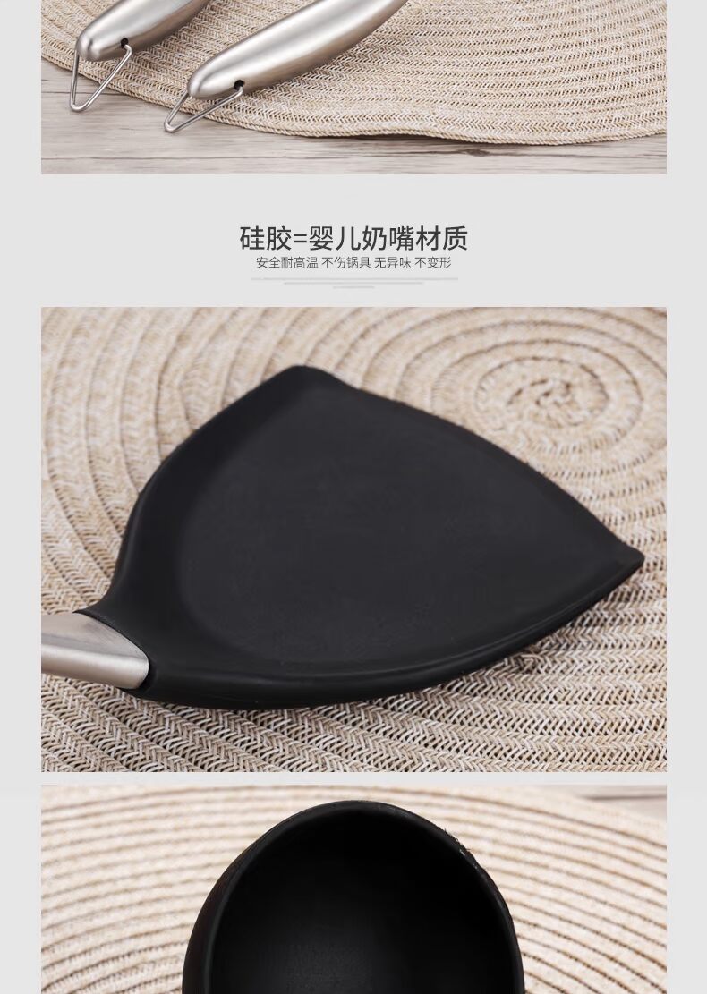 Nhiệt độ cao chống dính chảo đặc biệt nấu ăn bằng nylon silicone xẻng dụng cụ nhà bếp thìa dài tay cầm bằng thép không gỉ 304 - Phòng bếp kệ đựng gia vị thông minh