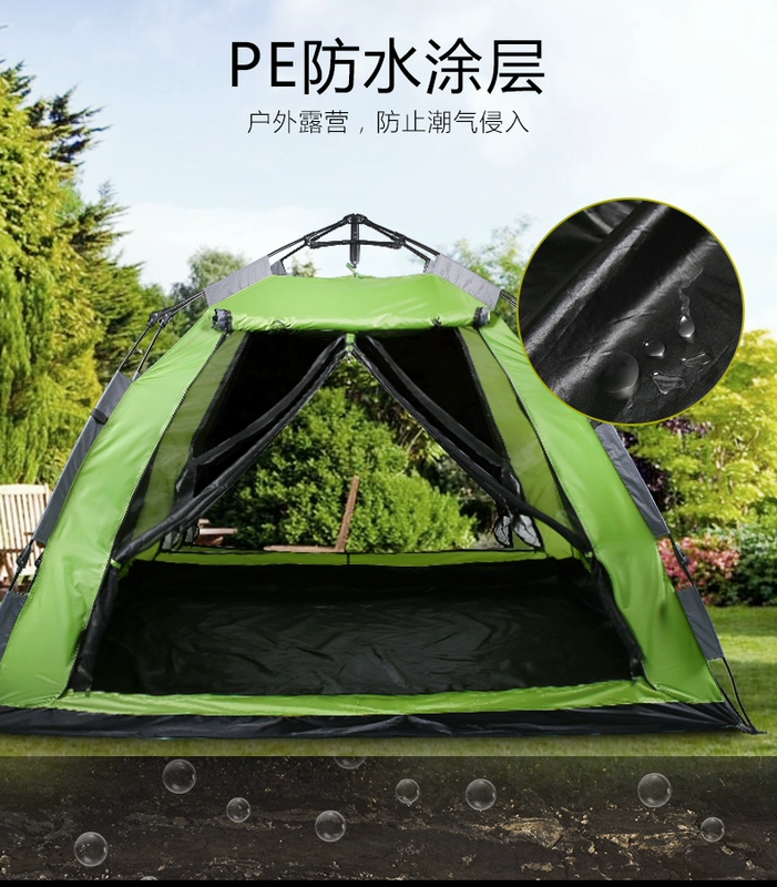 Chuan Yue lều tự động ngoài trời 3-4 người gia đình cắm trại và cắm trại hoang dã chống mưa bão dày không thấm nước - Lều / mái hiên / phụ kiện lều búa đóng cọc lều