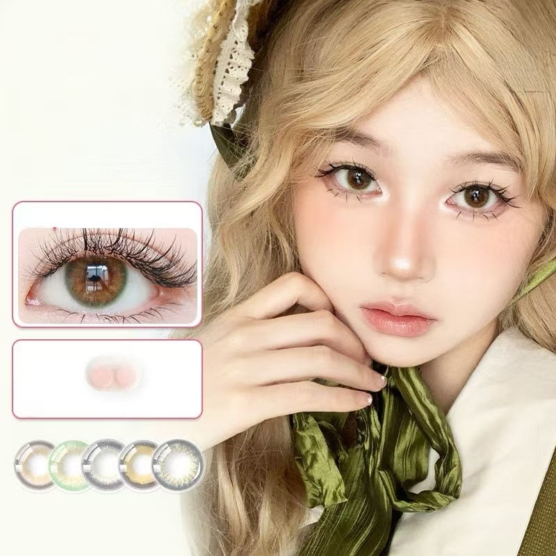 Fecaa绯可美瞳半年抛2片装女低含水大小直径午后梧桐绿正品旗舰店