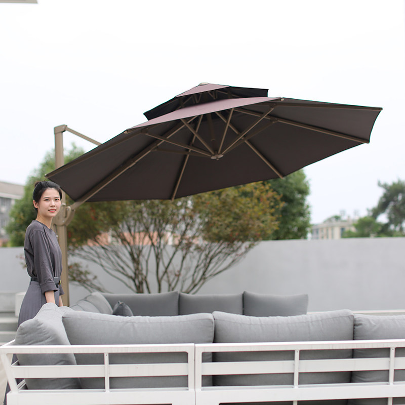 Outdoor patio Rome umbrella LED light outdoor garden Villa Beach Umbrella Sun Security Guard Booth Swing Stall Awning