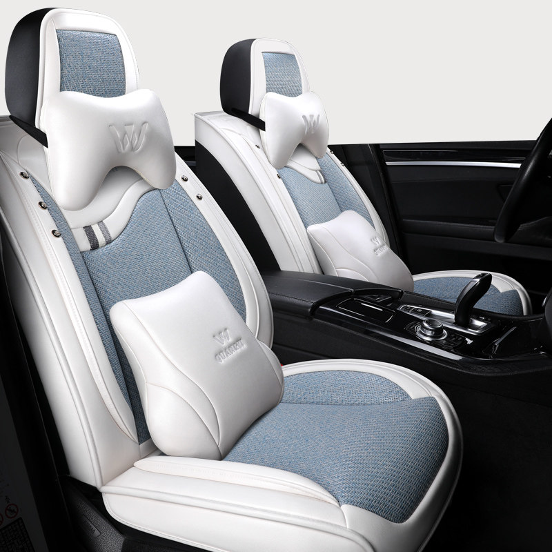 Car Cushions Summer Cool Mat Ice Silk Breathable Full Package Seating Summer Cool Mat Seat Cushion Four Seasons Universal Seat Cover Woman