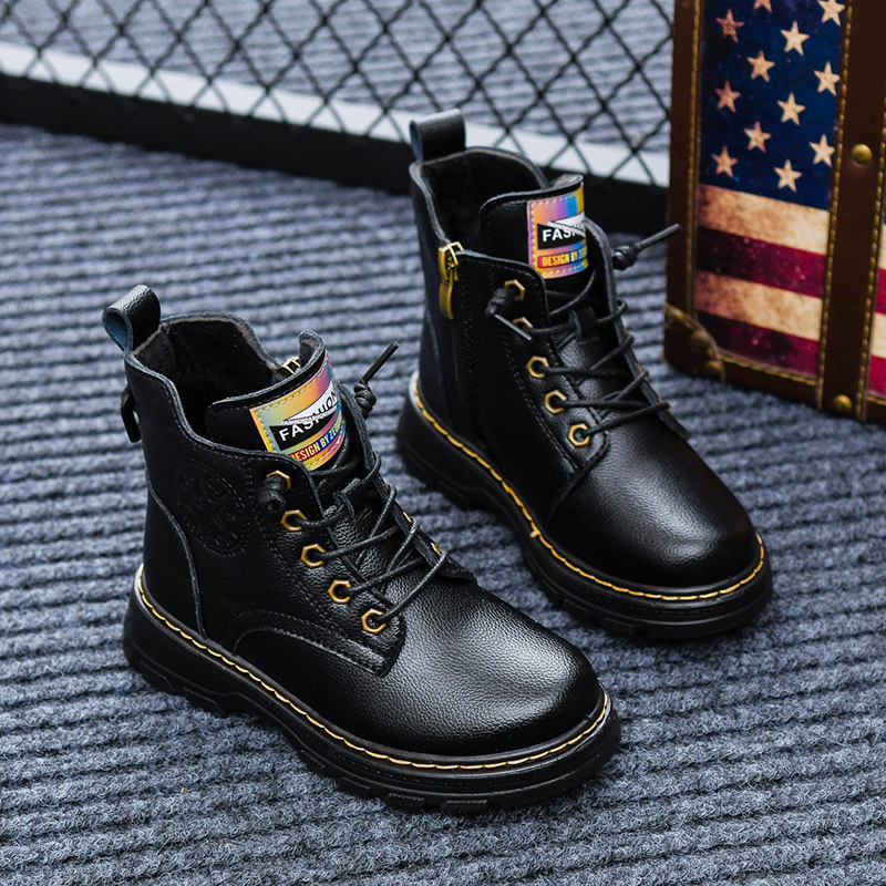 Children's Boots, Boys' Red Shoes, Cotton Boots, Girls' Genuine Leather Short Boots, Winter Velvet Cotton Shoes, Low-Top Animal Year