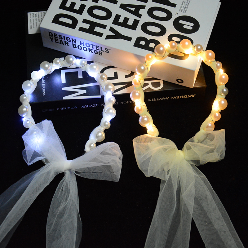 New shining retro lace pearl tie butterfly knot, fairy hair with night market explosion