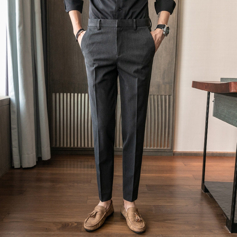 Men's Western pants with small foot currents 100 hitch for Korean version Business casual pants 2022 new coveted feel free of ironing long pants