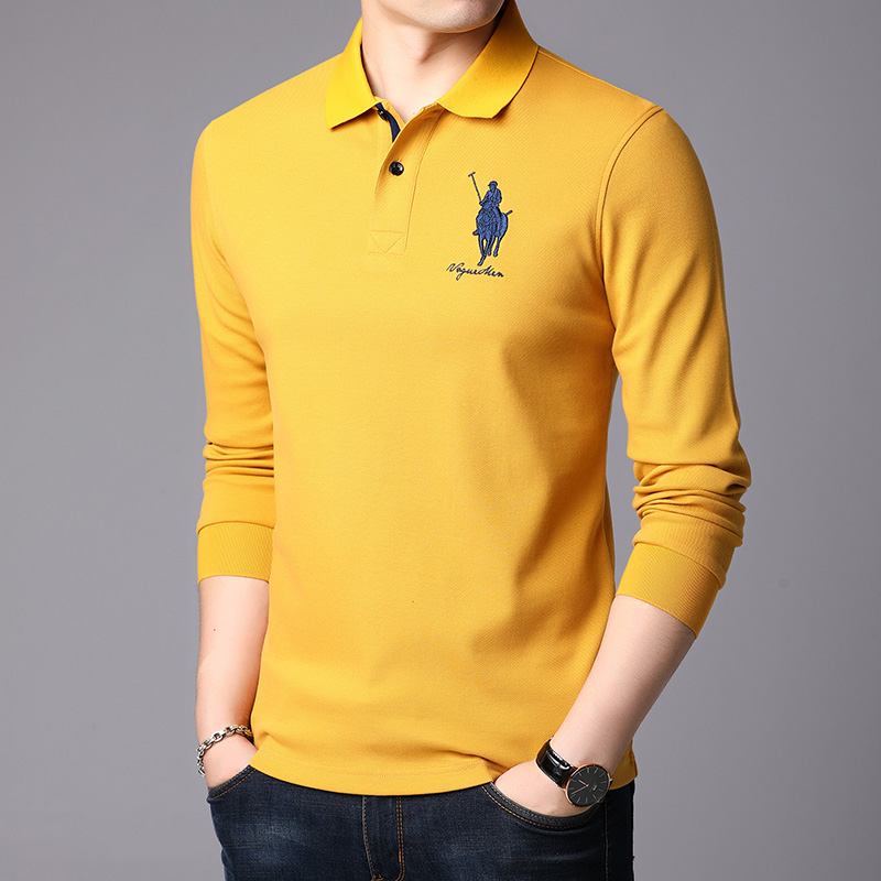 polo shirt male long sleeve pure cotton flap embroidered business Rafa Laurenma polo shirt spring fall men's body lap t-shirt blouse