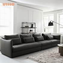 ULLLO Nordic Italian imported first layer cowhide leather Minimalist size apartment Black combination corner sofa