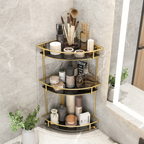 Bathroom toilet Kitchen corner Bathroom cosmetics desktop corner Triangle wall hanging free hole storage shelf
