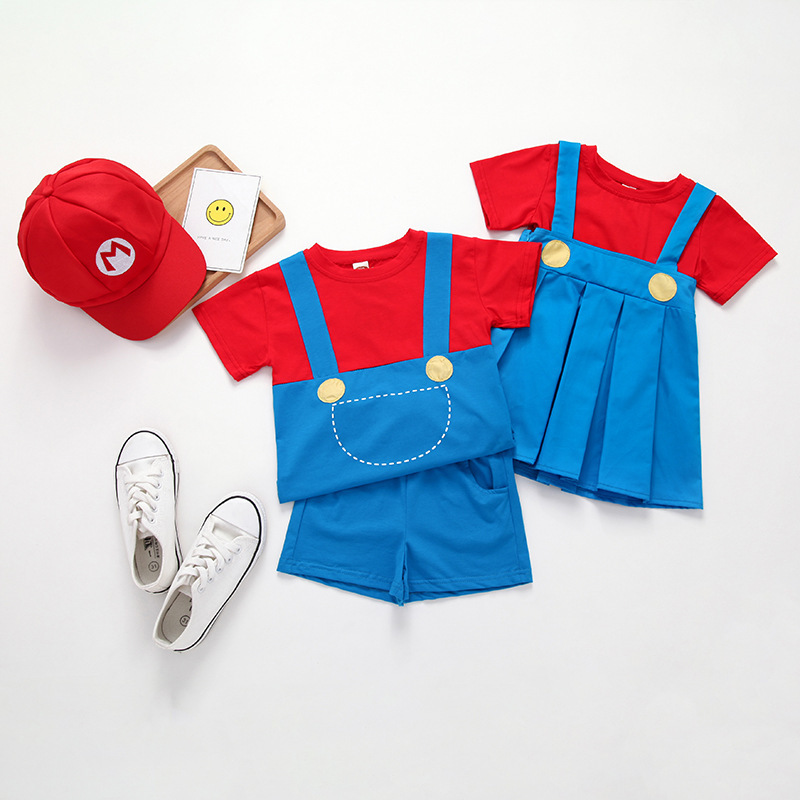 Super Mario Kidsren's T-Shirt Set Mario Cosplay Clothing Kidsren's Clothing Mario Clothes Kindergarten Performance Clothes Ins Super Mario Kidsren's T-Shirt Set Mario Cosplay Clothing Kidsren's Clothing Mario Clothes Kindergarten Performance Clothes Ins