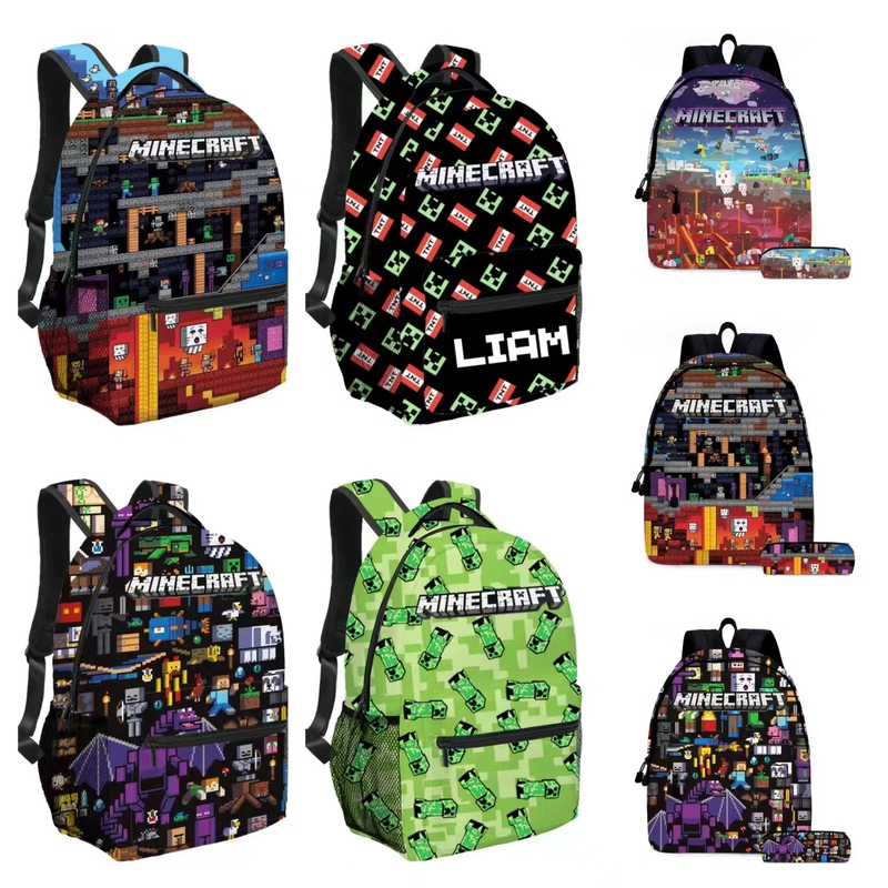 Minecraft School Bag for Boys Creeper Backpack Minecraft Elementary and Middle School Students Ender Dragon Backpack Mc Trendy