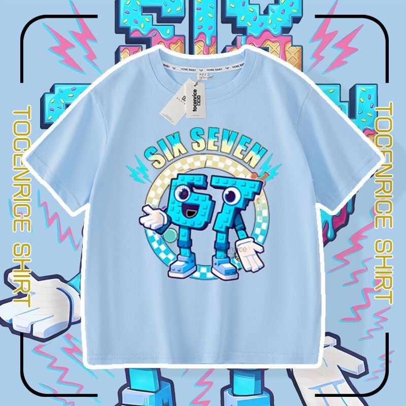 Steal a Brainrot Short-Sleeve T-Shirt Roblox Steal a Brain Red 67 Boys and Girls Summer T-Shirt