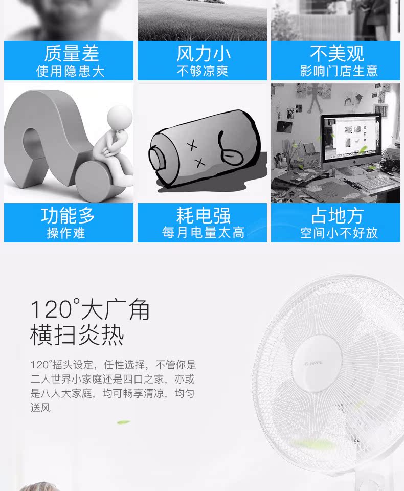 quạt điều hòa rapido 9000d Gree lắc đầu quạt treo tường quạt điện treo nhà quạt treo tường nhà hàng công nghiệp câm 3 lá quay trang quạt - Quạt điện quạt ly tâm cao áp