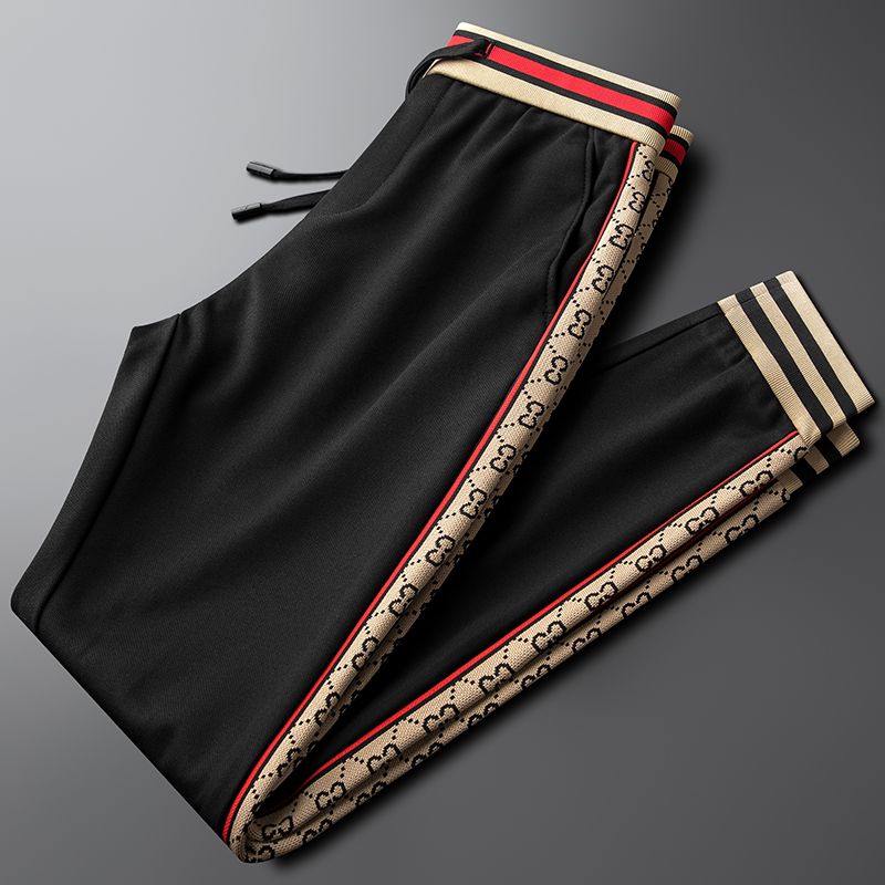 Light Luxury Autumn and Winter European Quality Casual Sports Pants Men's Slim Small Feet Drawstring Sweatpants Knit Pants Trend