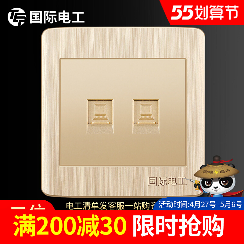(Dual computer) International electrician 86 Type of wall switch socket panel Two-position network dual computer socket