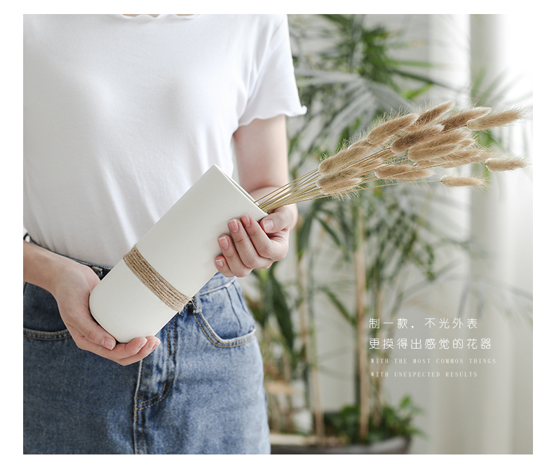 Nan sheng I and contracted Europe type hemp rope ceramic vase simulation flower, dried flower flower flower arranging household act the role ofing is tasted furnishing articles