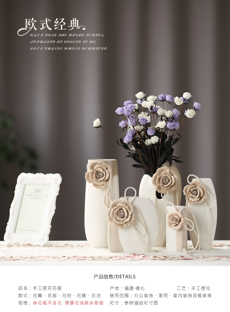 European contracted hand pinch flower vase furnishing articles ceramic vase small pure and fresh and creative flower arranging flowers sitting room is contracted and I