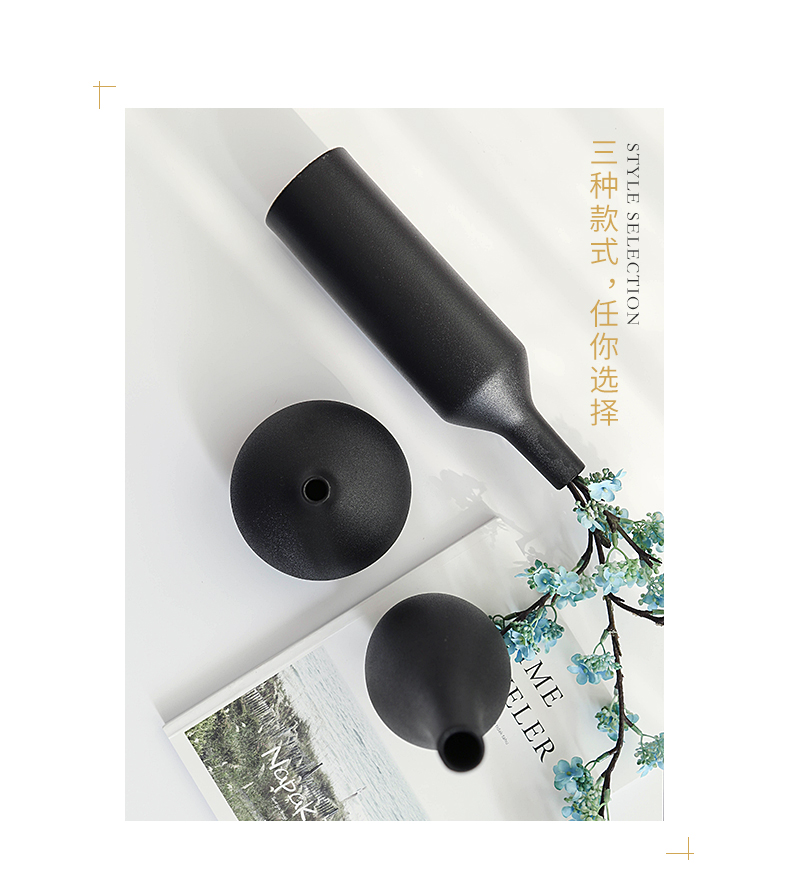 Modern new classical black ceramic vase household act the role ofing is tasted furnishing articles mesa adornment simulation flowers, dried flowers, flower arrangement