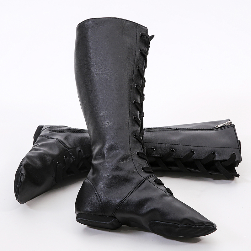Mongolian Dance Shoes Tibetan Boots Men's Tibetan Dance Shoes Unisex Dance Shoes Boots Black Genuine Leather Art Exam Performance