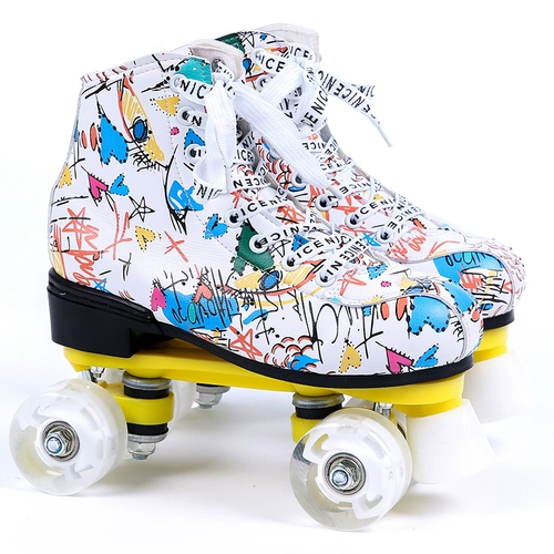 Мигающие роликовые коньки на четырех колесах, мигающая спортивная обувь для детей и взрослых подходит для мужчин и женщин