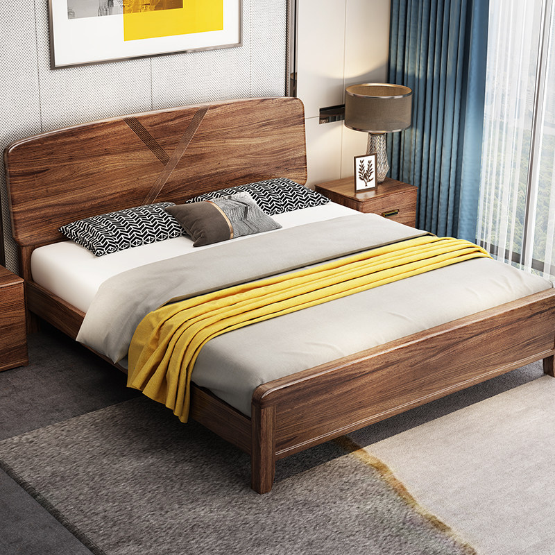 Ukim Wood Solid Wood Bed Modern Minimalist Master Bedroom With Double Bed 1 8 m High Box Containing Bed Wood Light Lavish Wedding Bed