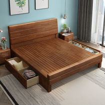 Modern minimalist solid wood bed master bedroom with small family type 1 5m1 8 m double bed economy type high case storage bed