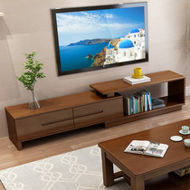 All solid wood Nordic TV cabinet Coffee table combination set Modern simple small apartment type telescopic space-saving living room cabinet