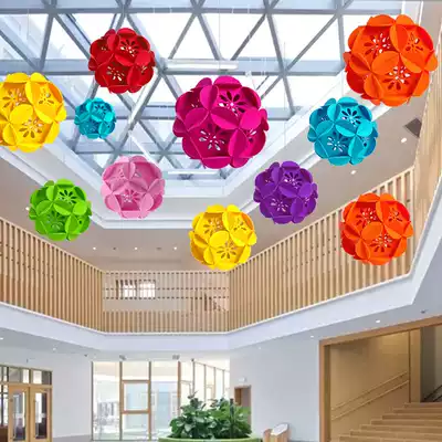 Creative kindergarten hanging ornaments decoration ring creative materials shop corridor opening school classroom environment layout Flower Ball