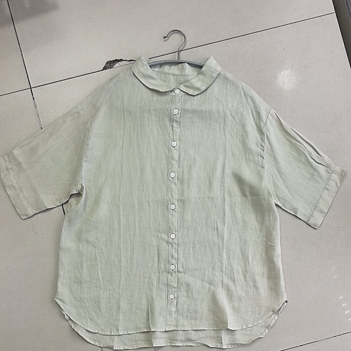 Nantong Plus-Size Foreign Trade Trendy Brand Surplus Forest-Style Loose Versatile Women's Linen Shirt Summer Short-Sleeve Nantong Plus-Size Foreign Trade Trendy Brand Surplus Forest-Style Loose Versatile Women's Linen Shirt Summer Short-Sleeve