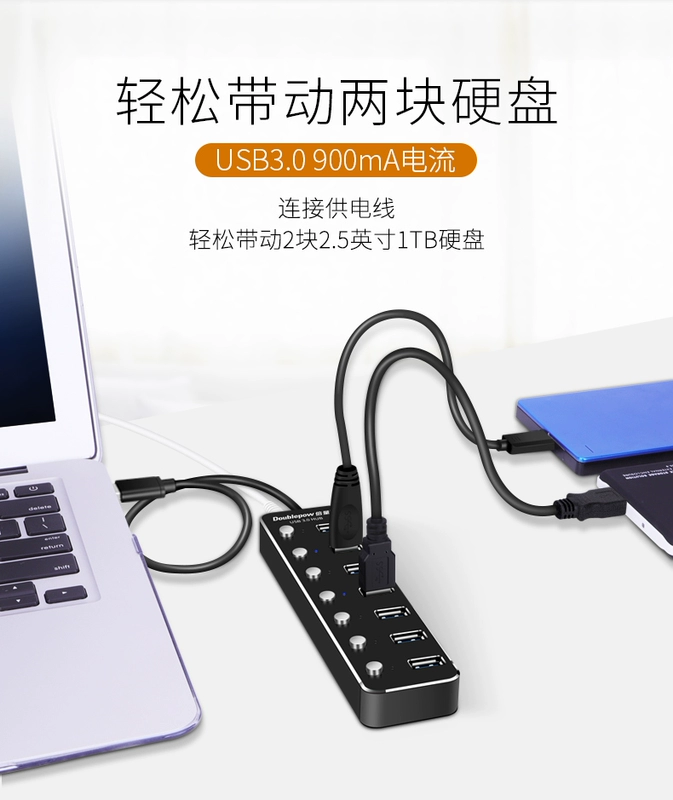 3,0 lần so với số lượng đa chức năng chính hãng usb splitter 7 máy tính xách tay ổ cắm hub usb máy tính bộ chuyển đổi USP mở rộng đa giao diện trung tâm u-xe đường mở rộng điện thoại máy in - USB Aaccessories