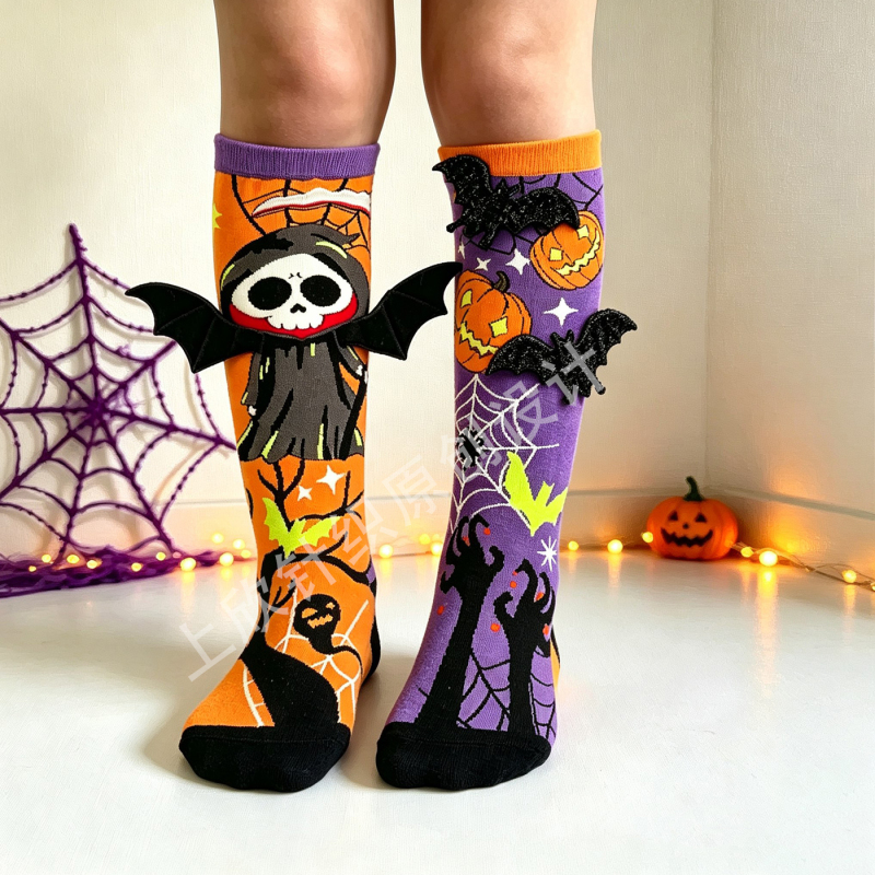 Halloween-Themed Children's Over-The-Knee Socks with 3D Designs, Trendy and Quirky, for Parent-Child Activities, Mid-Calf Children's Socks Halloween-Themed Children's Over-The-Knee Socks with 3D Designs, Trendy and Quirky, for Parent-Child Activities, Mid-Calf Children's Socks