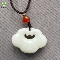 Natural blue field jade safe longevity lock pendant amulet birth year safe lock men and women same style with certificate jade pendant