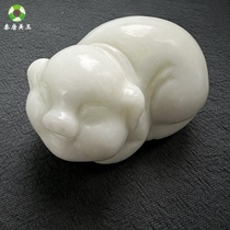 Natural jade Shaanxi Lantian jade white jade seed material white jade handle pieces lucky jade pig handle pieces small ornaments