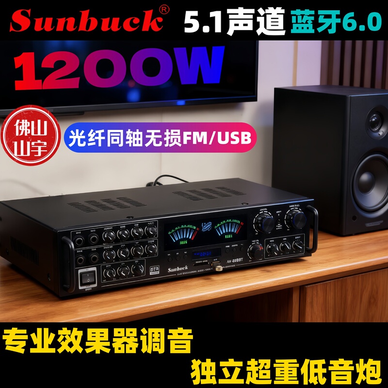 Shanyu 1200W High-Power Amplifier 5.1 Channel 6.0 Bluetooth Radio USB Professional Tuning Subwoofer Amplifier