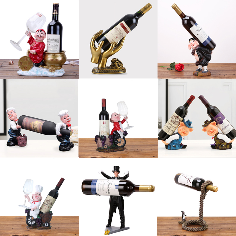 Creative red wine rack ornaments personalized wine bottle rack European simple living room wine cabinet decorations wine wine rack home