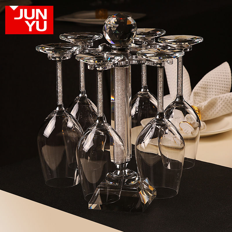 Household lead-free Crystal Diamond Wine Glass Lettering Glass Goblet Set Rotating Upside down cup holder Wedding gift
